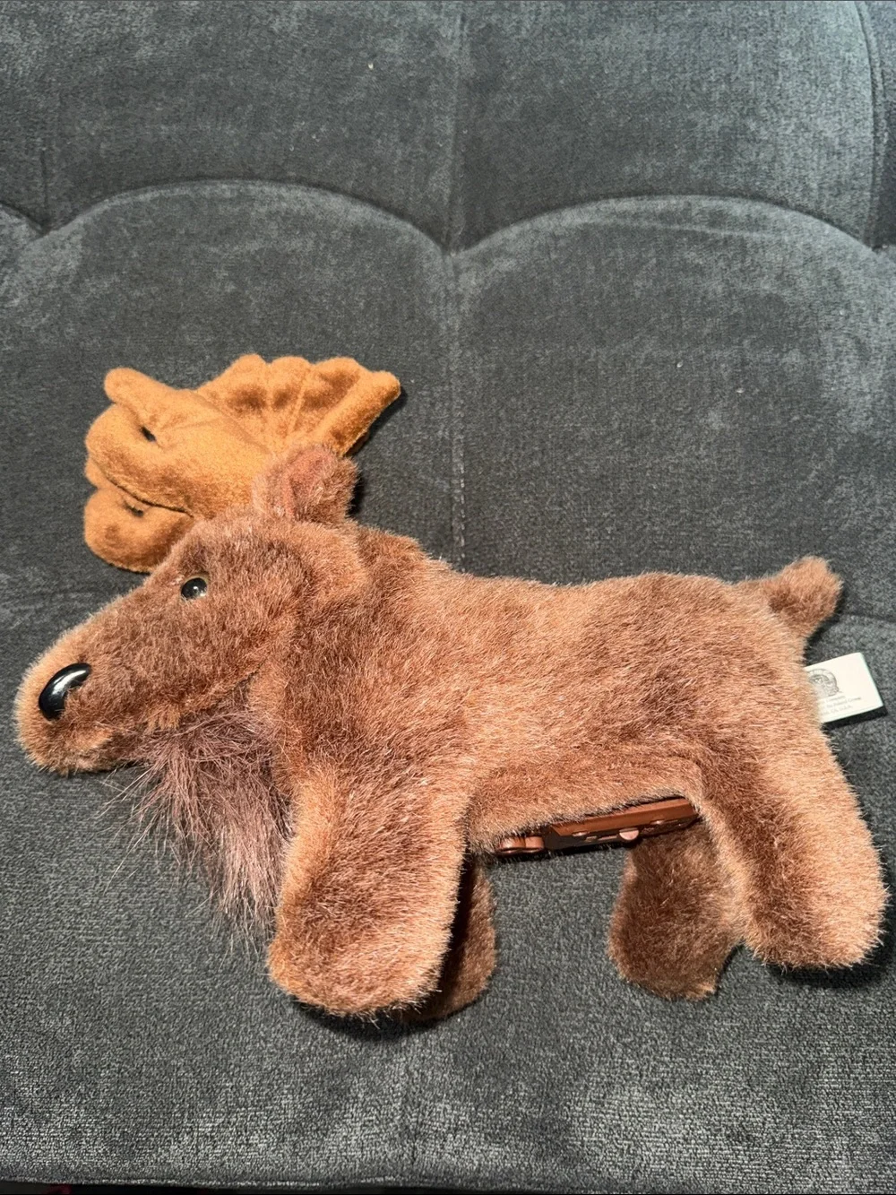 Vintage Plush Brown Moose Stuffed Animal Toy - charm co